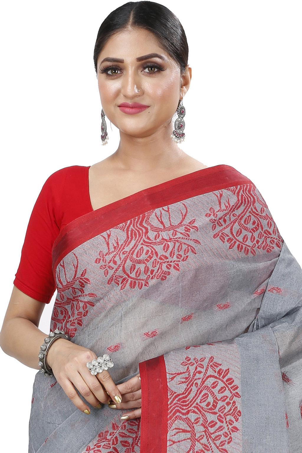 Grey Pure Cotton Somaya Tant Saree (1046)